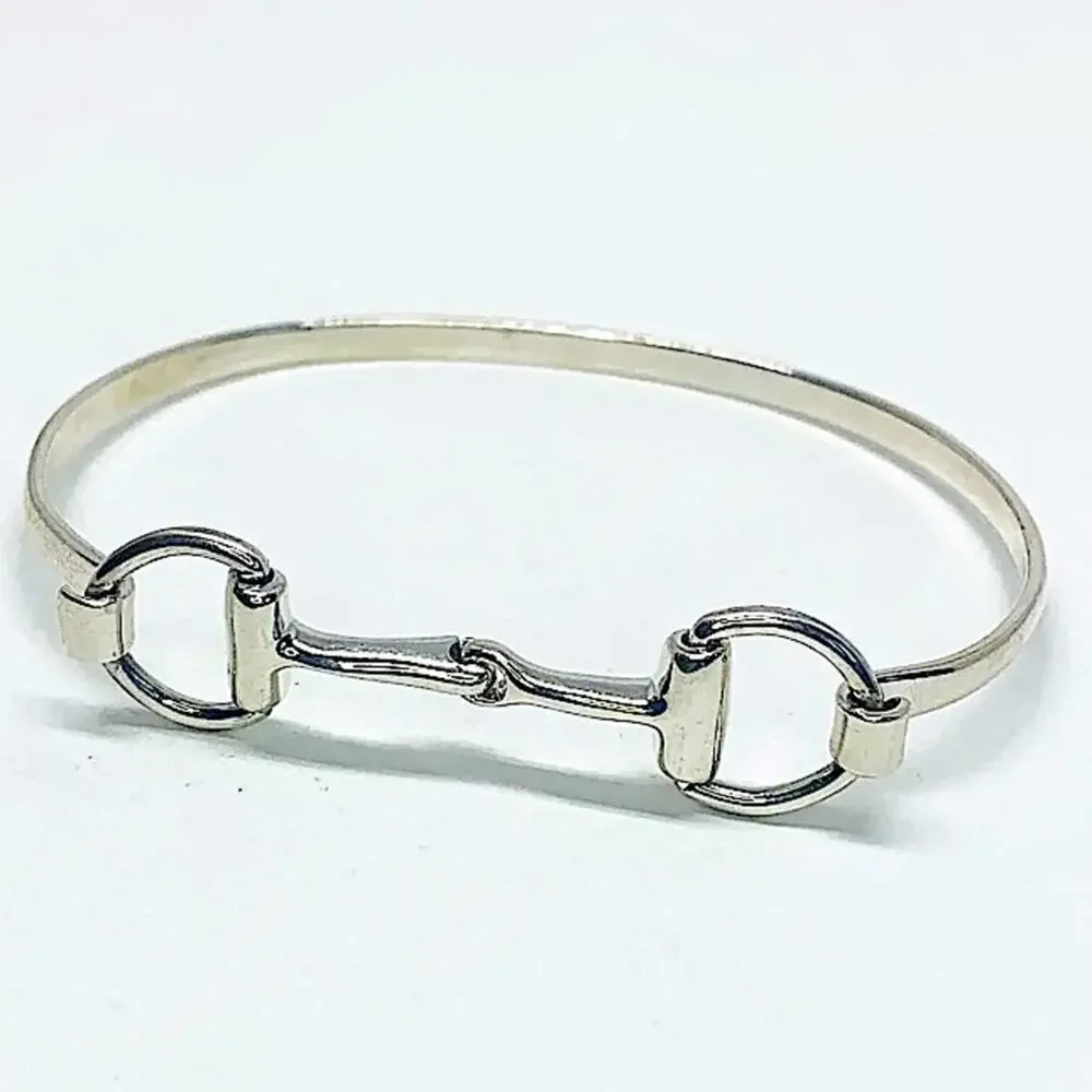 Sterling Silver HorseBit Bracelet Snaffle D Ring Bangle